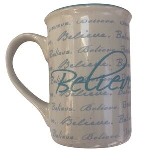 Gibson Believe Blue & White Latte Coffee Mug